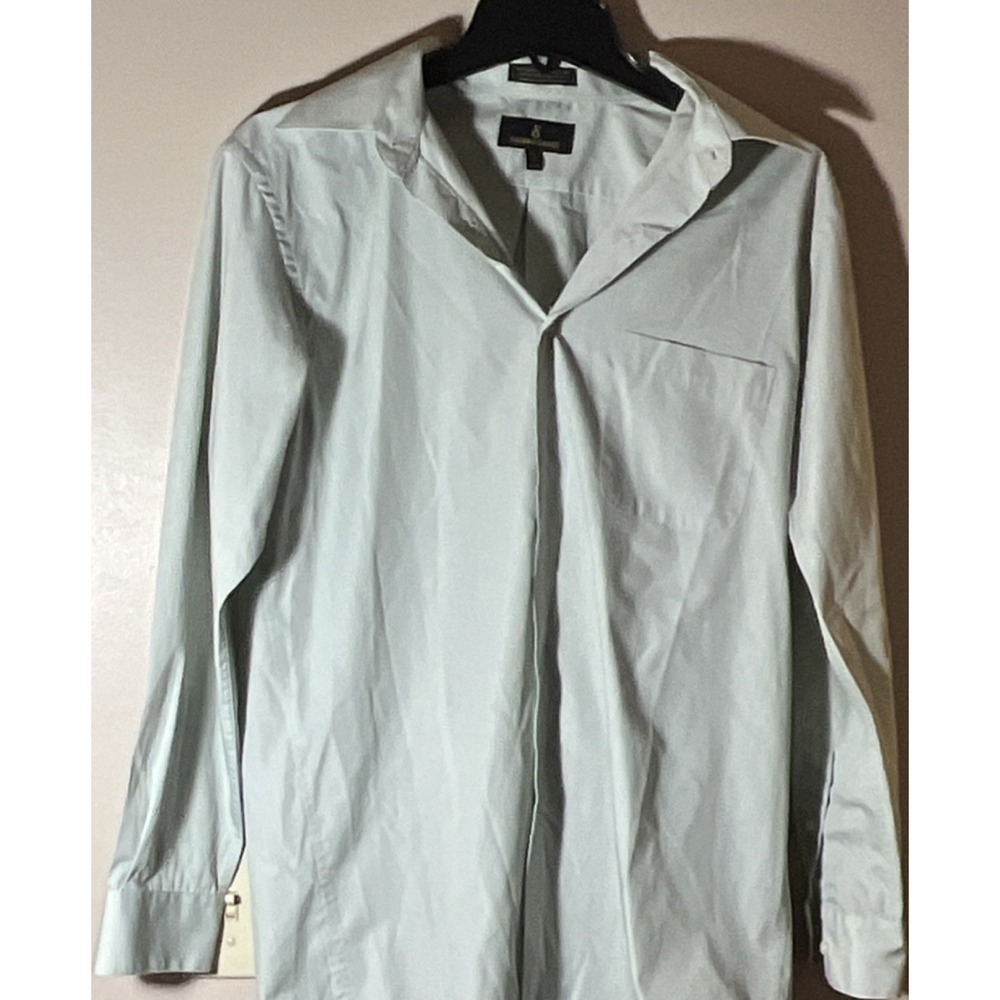 Valerio Garati Men's Dress Shirt 15 32/33 Light Green Easy Care Polyester Cotton